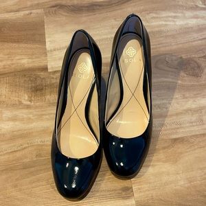 isola patent leather block heels-Black- size8
